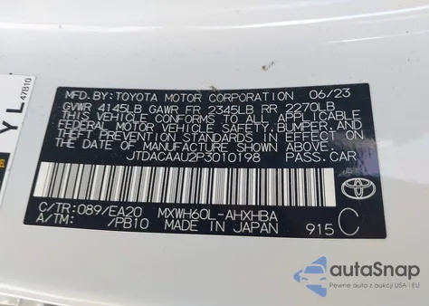 2023 Toyota Prius Limited из США, поврежденный, VIN JTDACAAU2P3010198